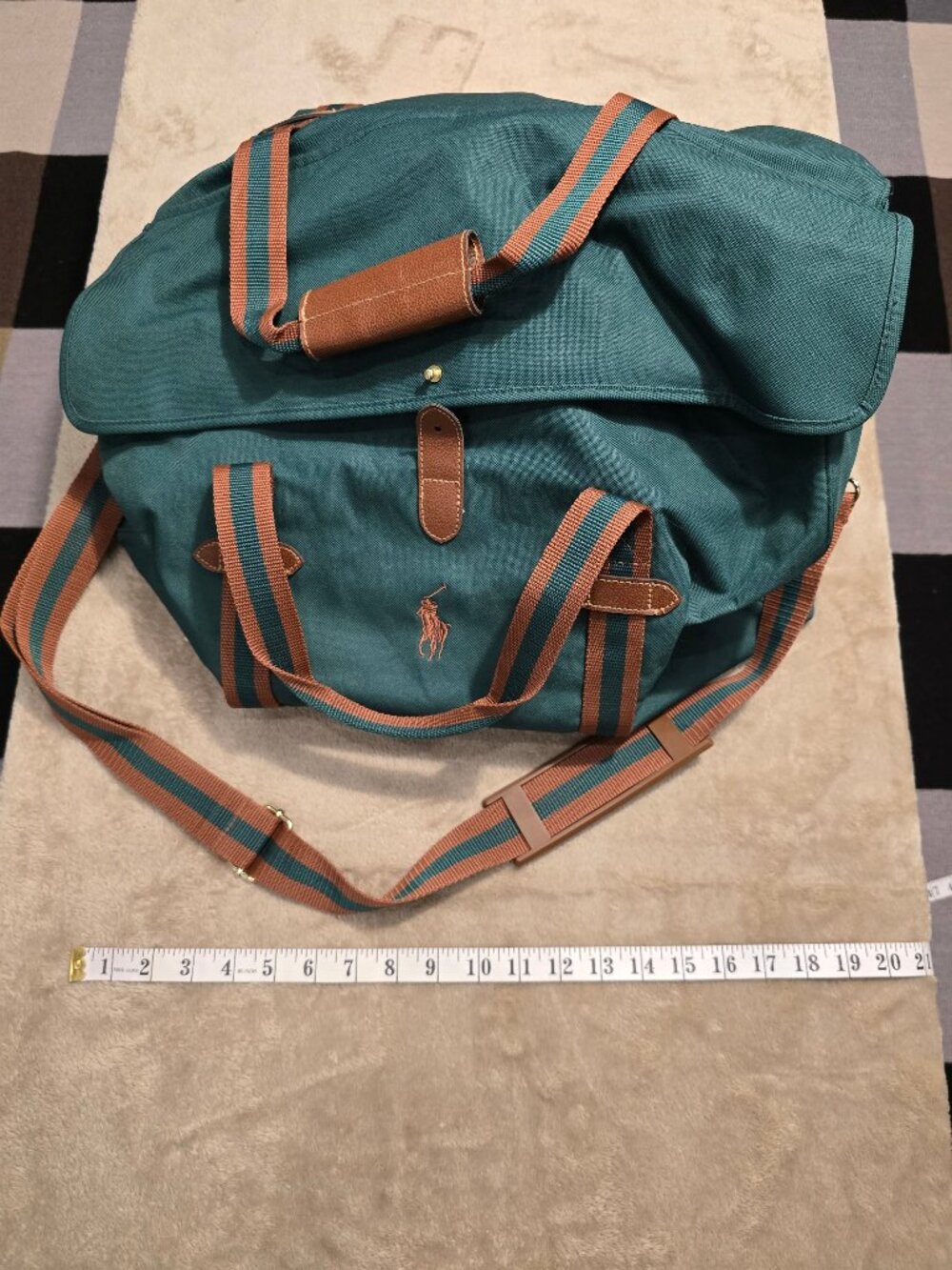 VTG Polo Ralph Lauren Fragrance Promo Weekender Duffle Bag Green Canvas